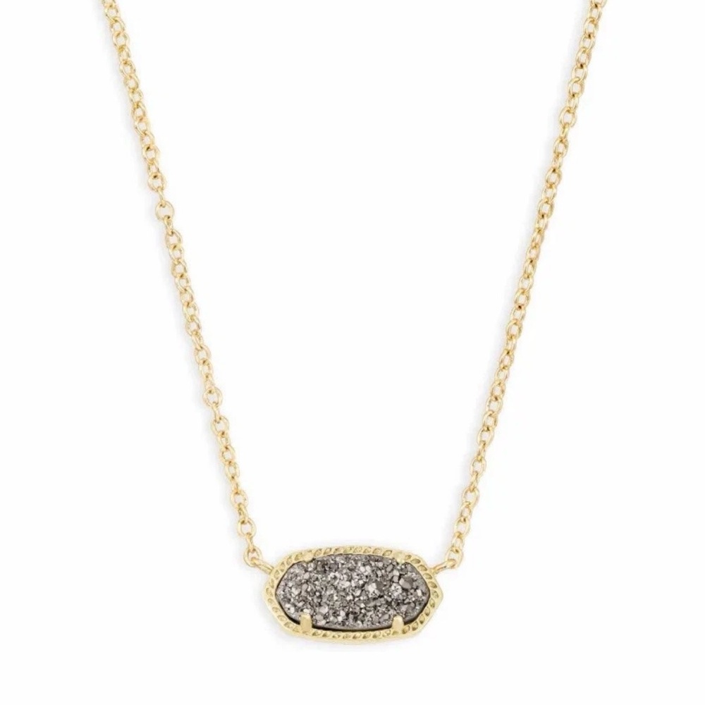 New with Tags Kendra Scott ELISA GLD080 Pendant Nicklace in Platinum Drusy
